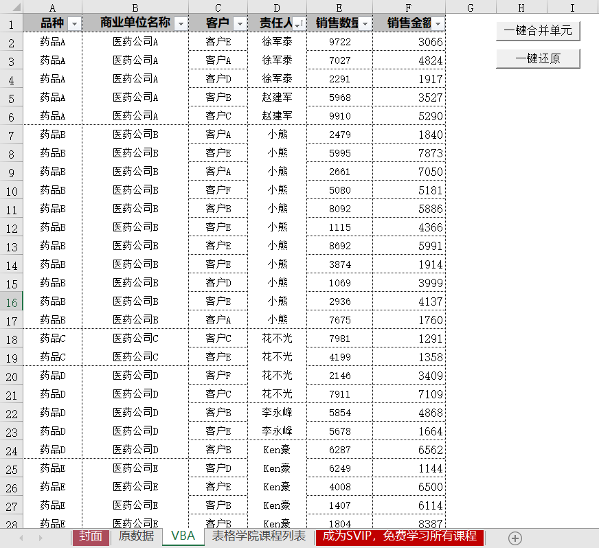 图片[6]-Excel合并单元格筛选——带有合并单元格的报表，如何筛选出全部数据？-Excel表格学院，系统一站式学Excel!